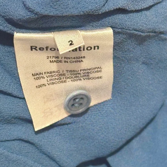 Reformation Nantes Floral Blue Midi Dress Sz 2 - Picture 8 of 8